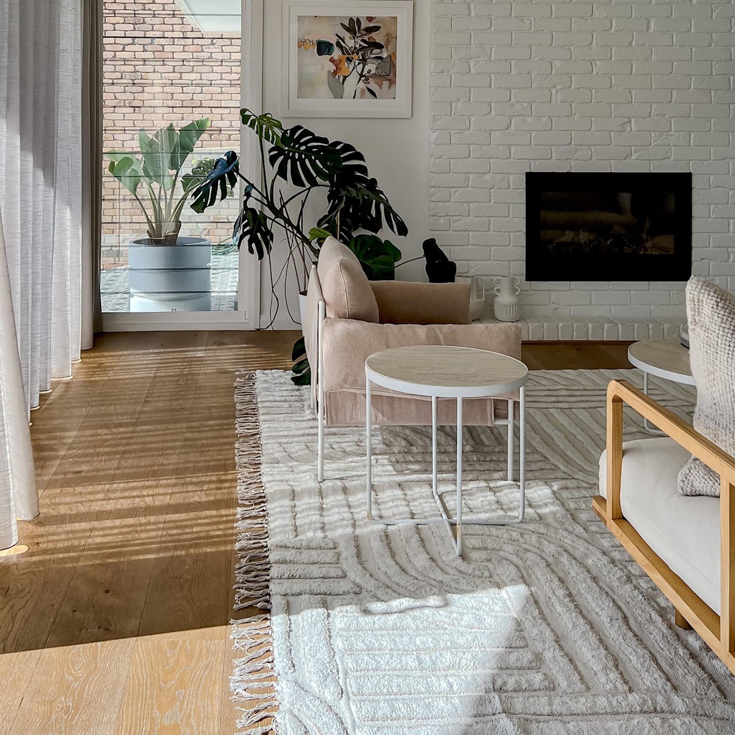 Etta Ivory Geometric Washable Rug