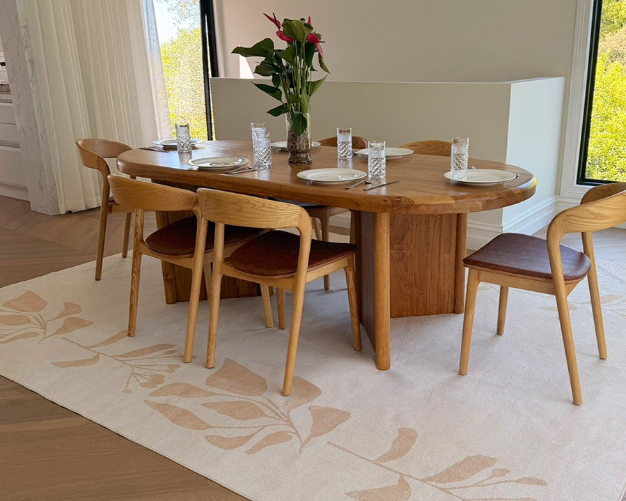 Eugenie Neutral Botanical Border Washable Rug