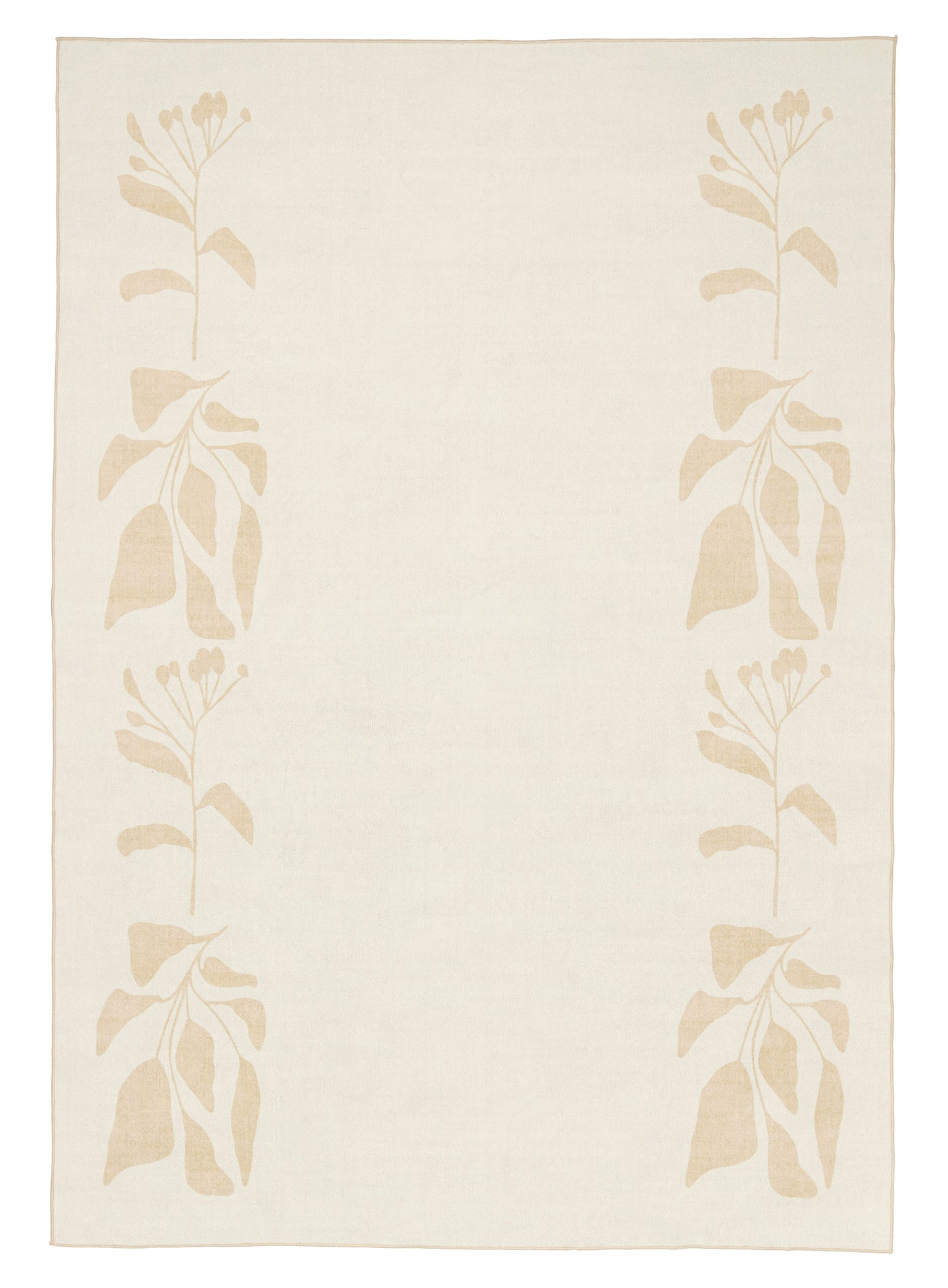 Eugenie Neutral Botanical Border Washable Rug