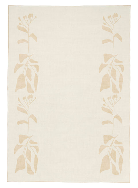 Eugenie Neutral Botanical Border Washable Rug