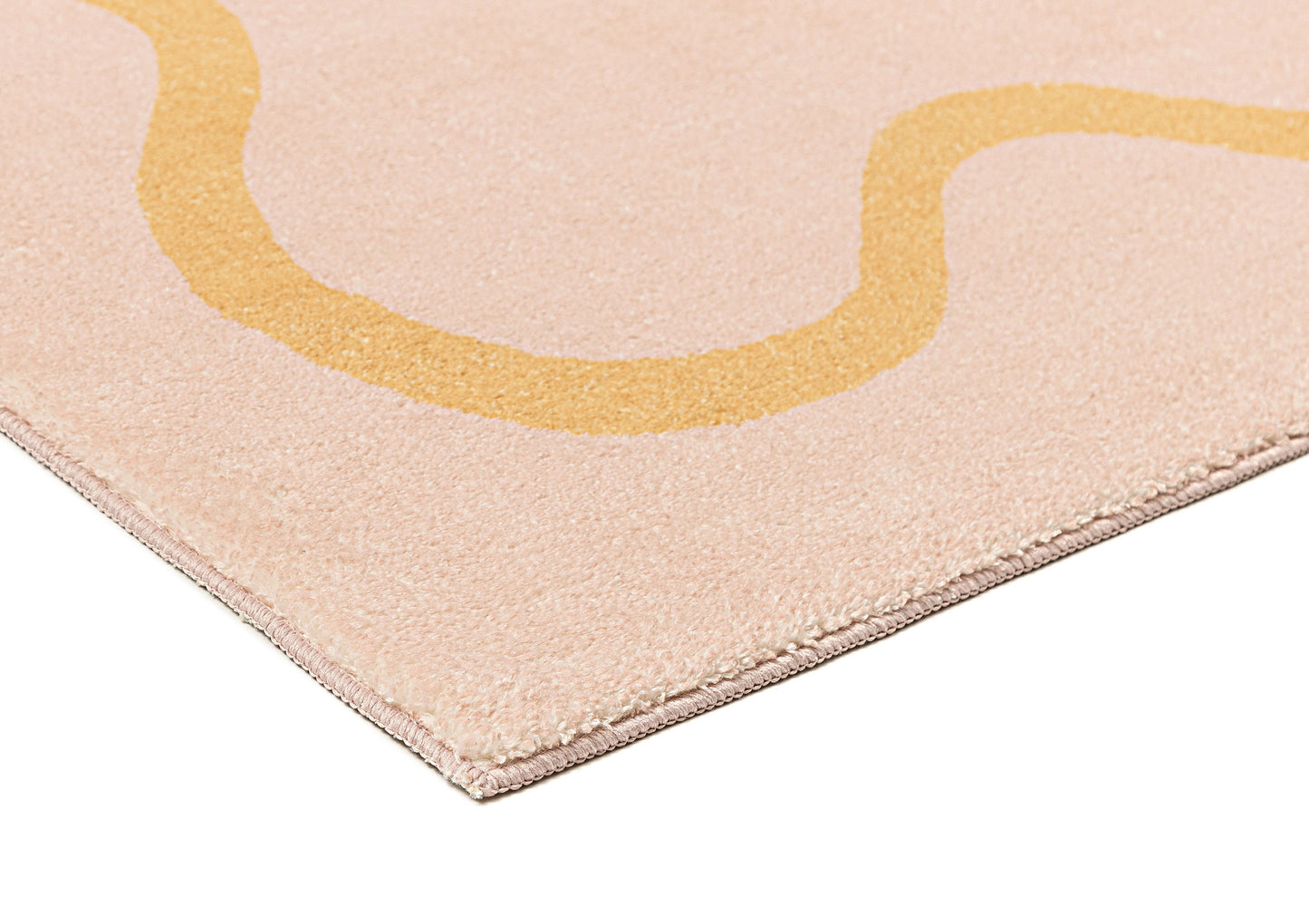 Eva Pink and Yellow Wiggle Bordered Washable Rug