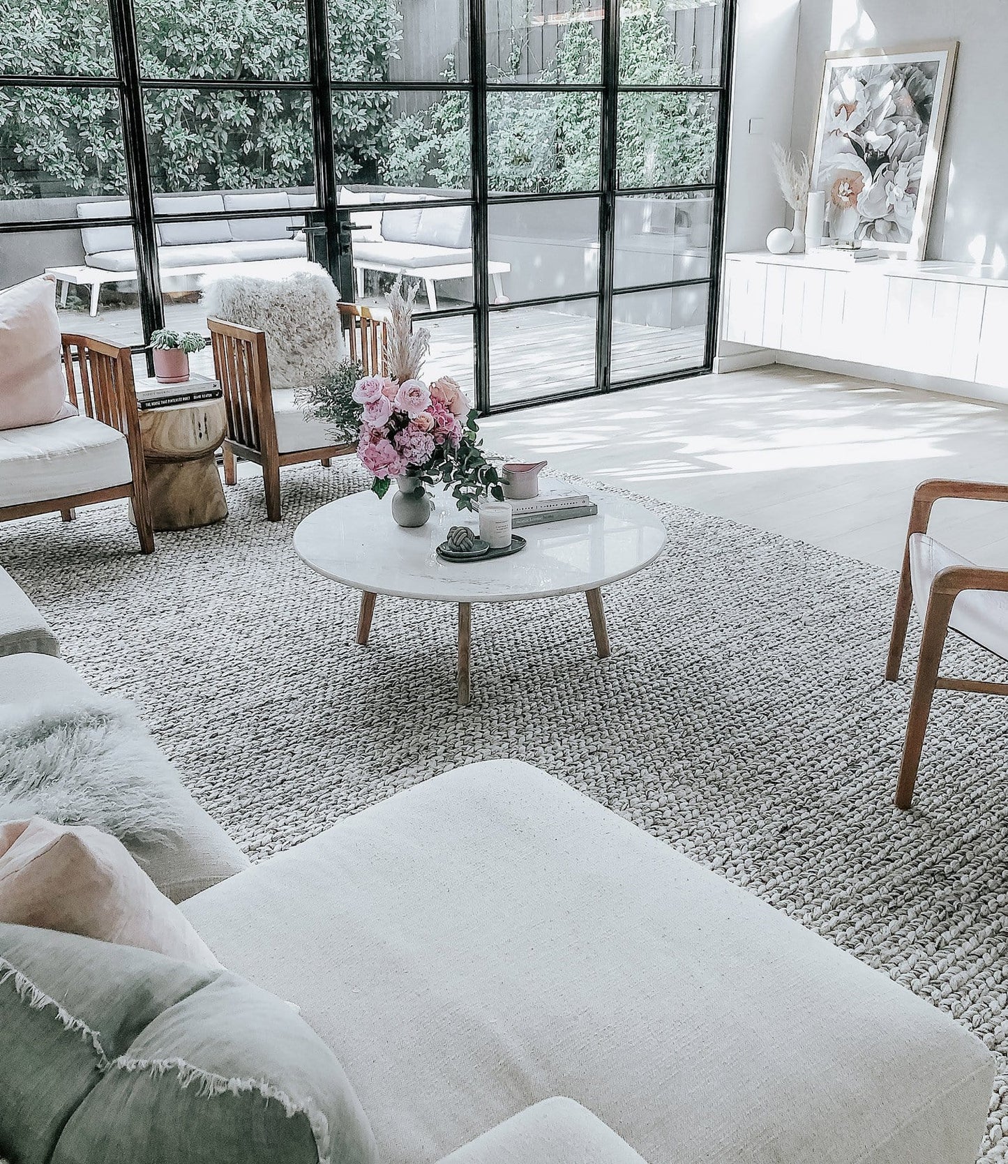 Farrah Marble Grey Braided Wool Rug