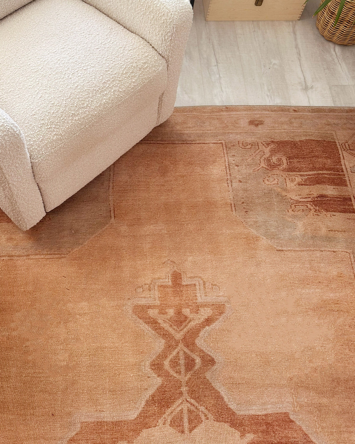 Feliza Cream and Rust Medallion Washable Rug