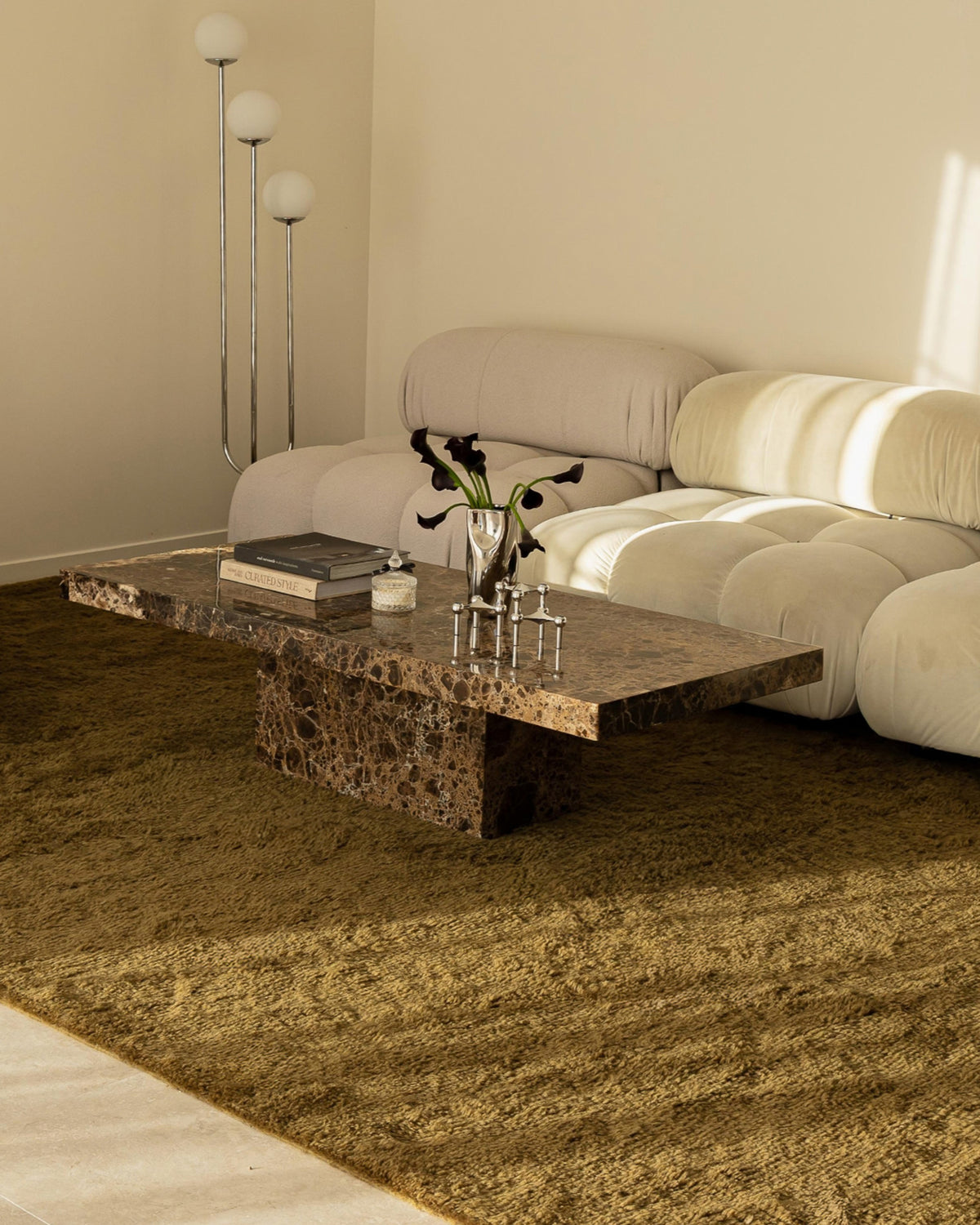 Flavia Dark Green Wool Shag Rug