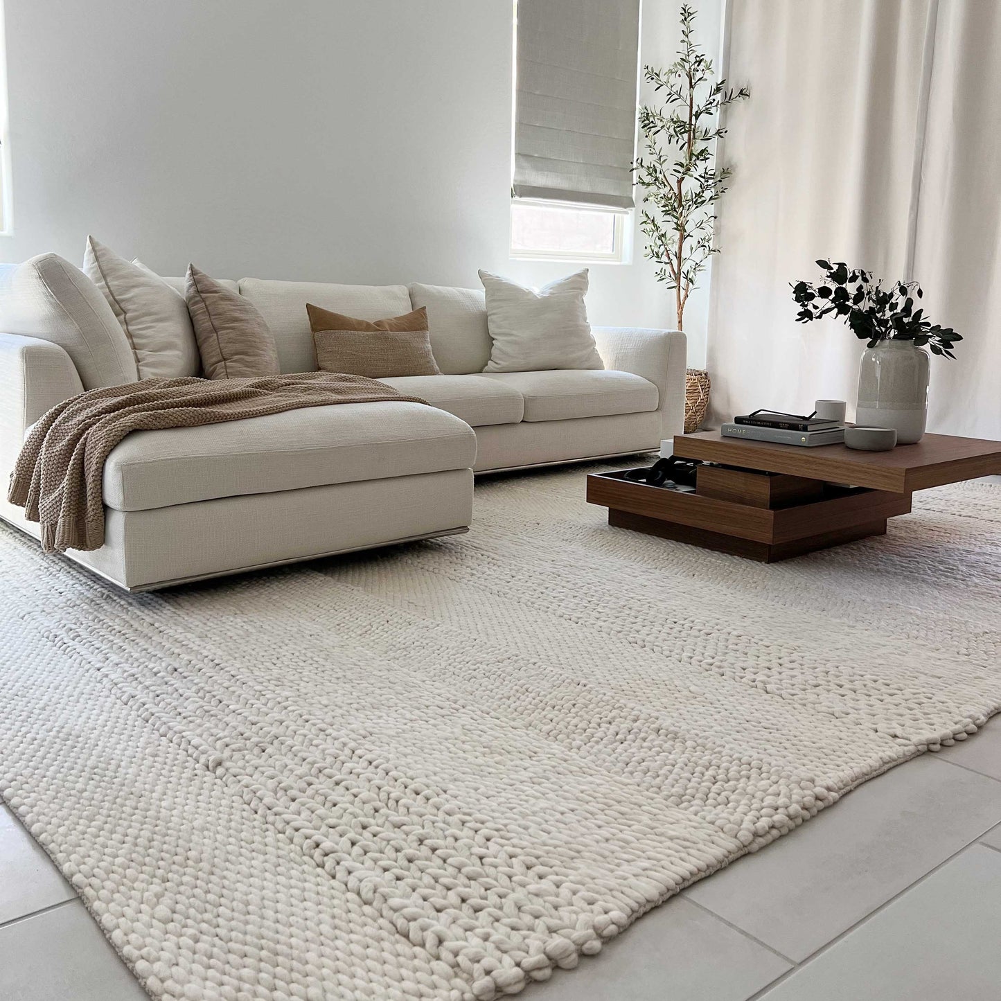 Fleur Ivory Braided and Looped Rug