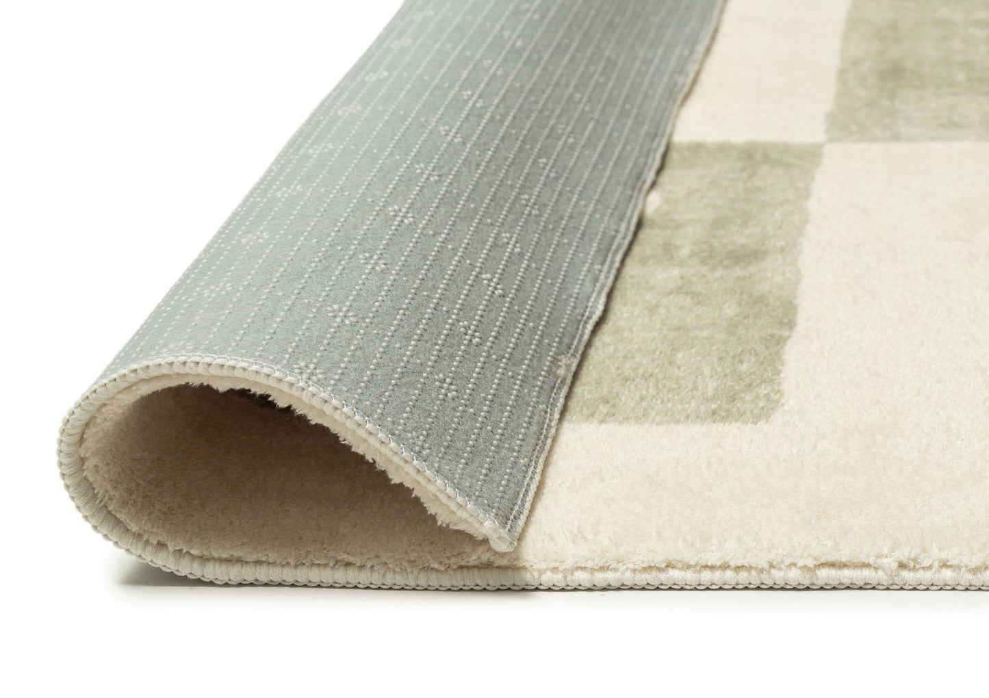 Florenda Green and Cream Checkered Washable Rug