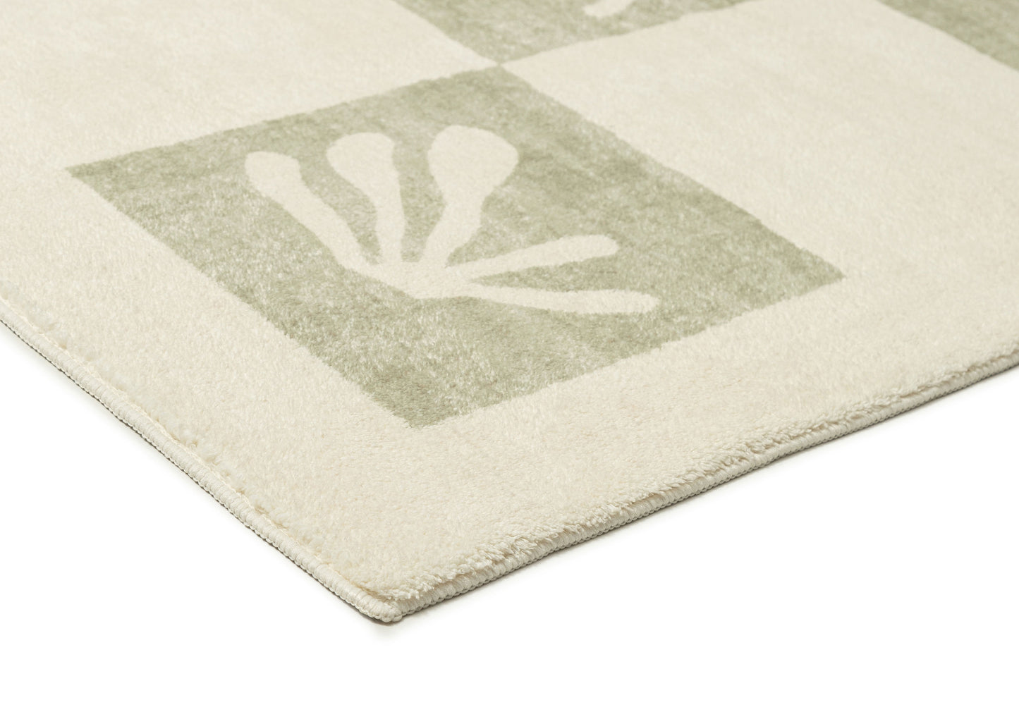 Florenda Green and Cream Checkered Washable Rug