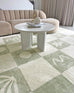 Florenda Green and Cream Checkered Washable Rug