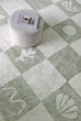 Florenda Green and Cream Checkered Washable Rug