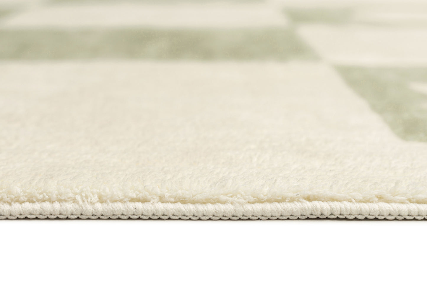 Florenda Green and Cream Checkered Washable Rug