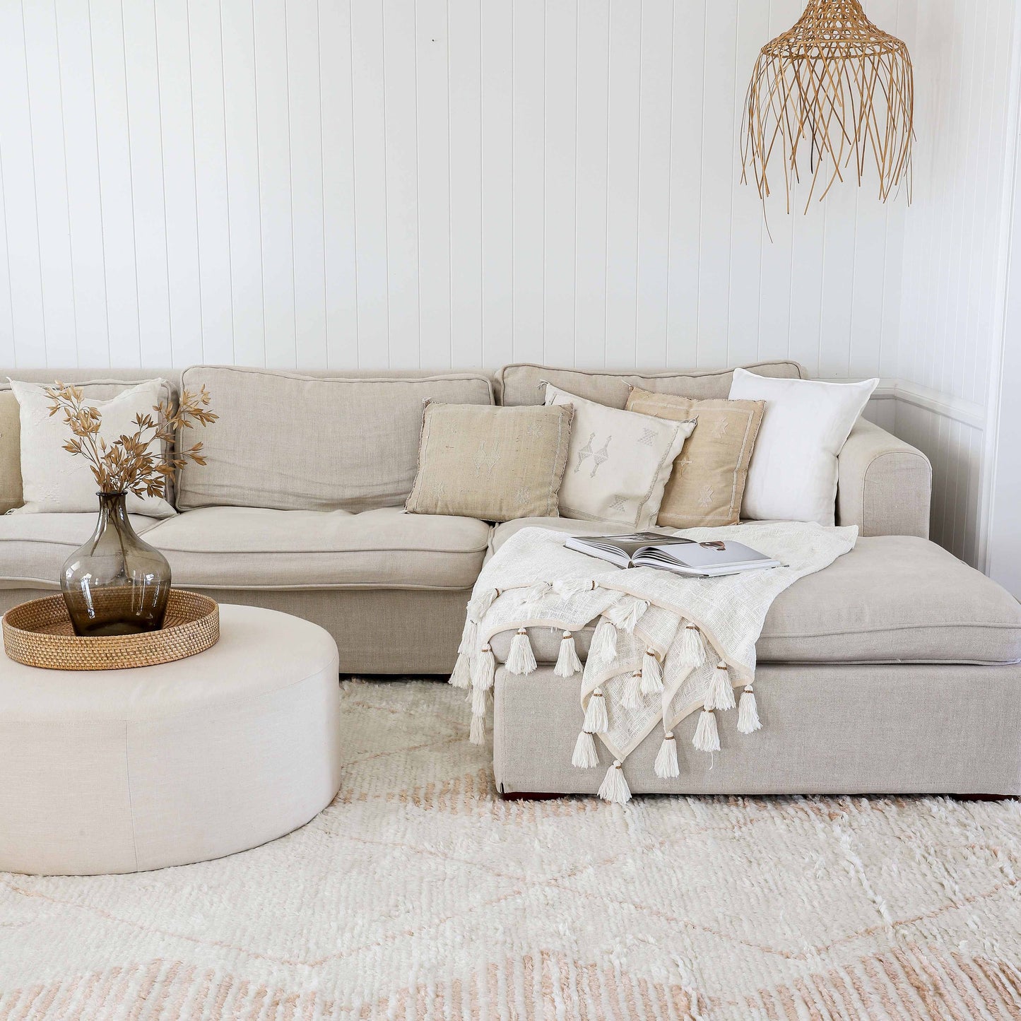 Frankie Ivory and Beige Tribal P.E.T Rug