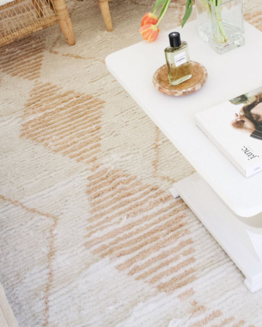 Frankie Ivory and Beige Tribal P.E.T Rug