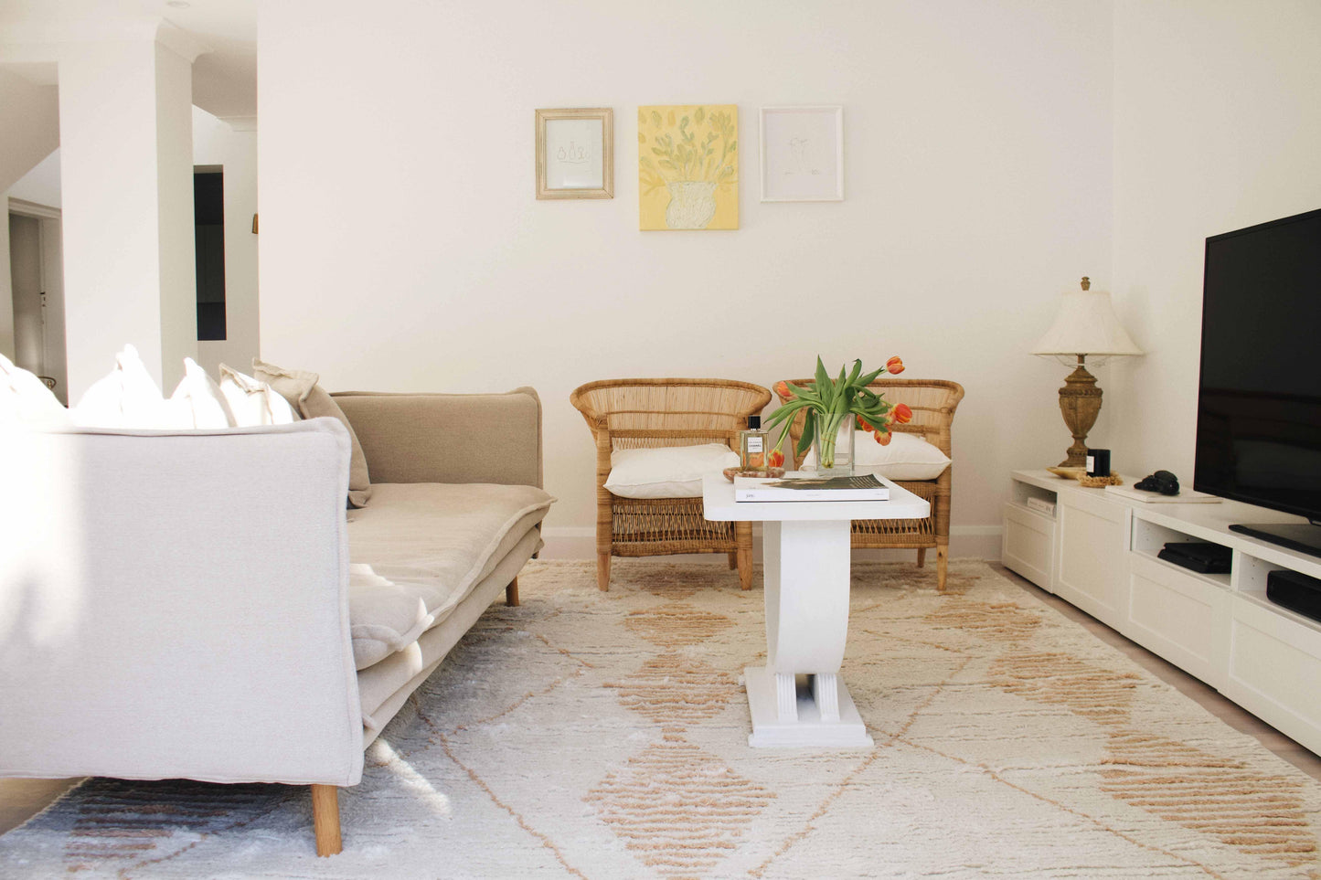 Frankie Ivory and Beige Tribal P.E.T Rug