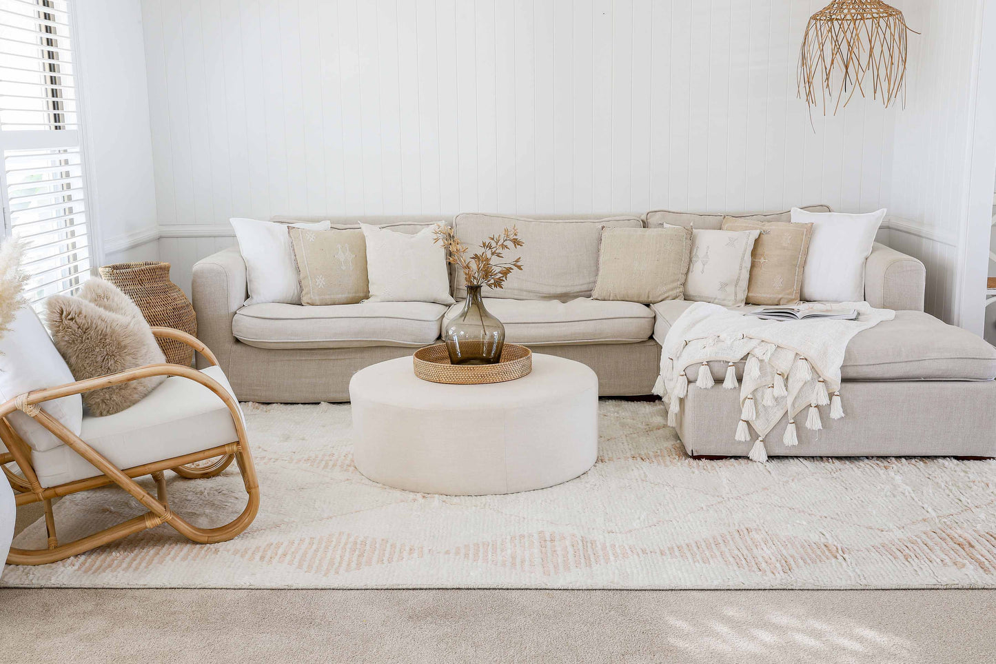 Frankie Ivory and Beige Tribal P.E.T Rug