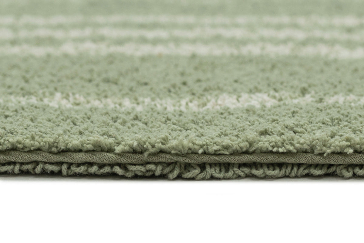 Freja Green Stripe Cotton Bath Mat