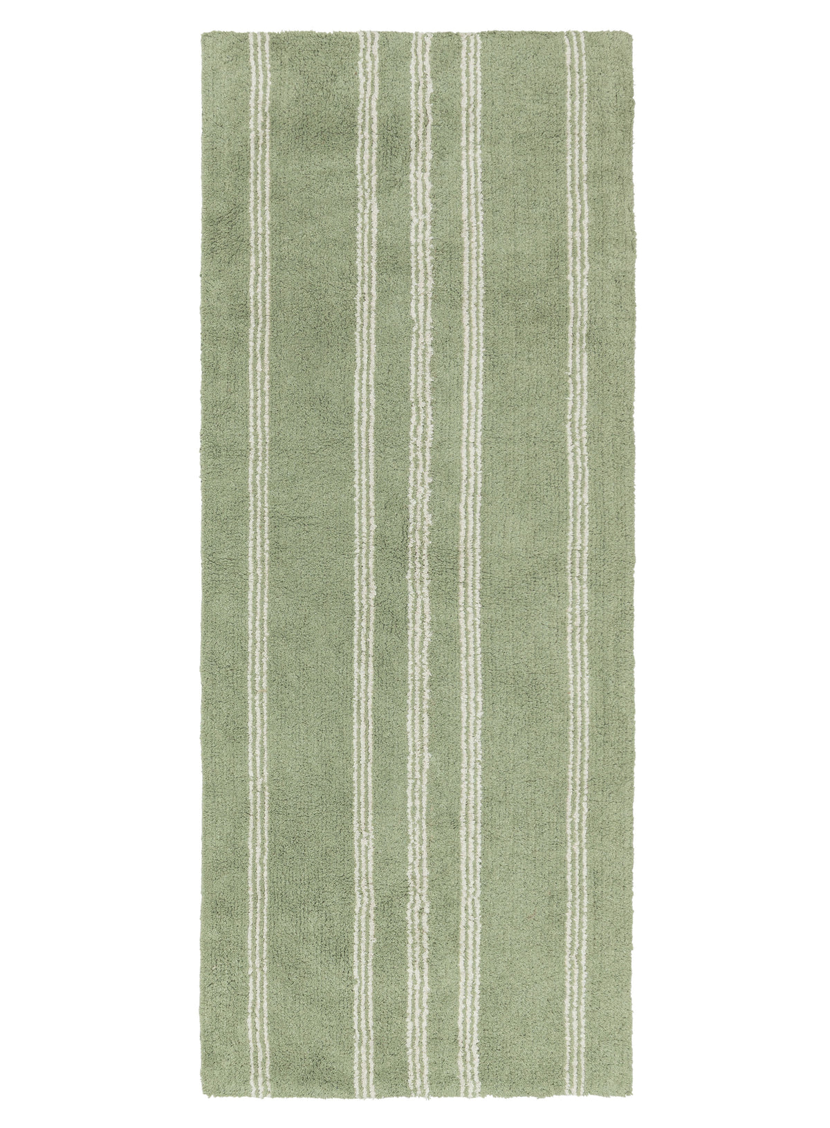 Freja Green Stripe Cotton Bath Mat
