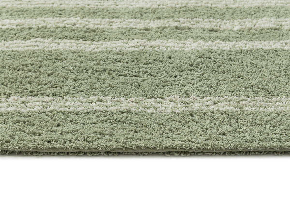Freja Green Stripe Cotton Bath Mat