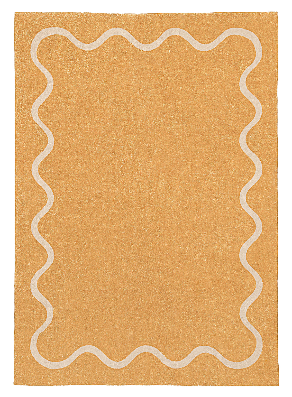 Frida Mustard and Cream Wiggle Bordered Washable Rug