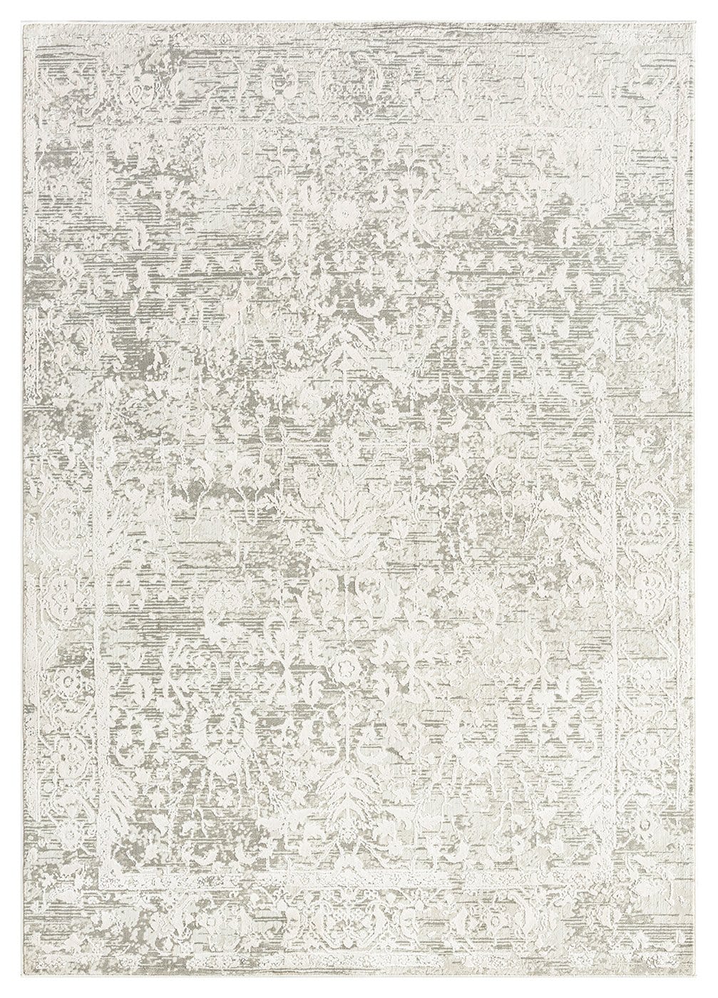 Gabriella Grey and Ivory Distressed Floral Rug