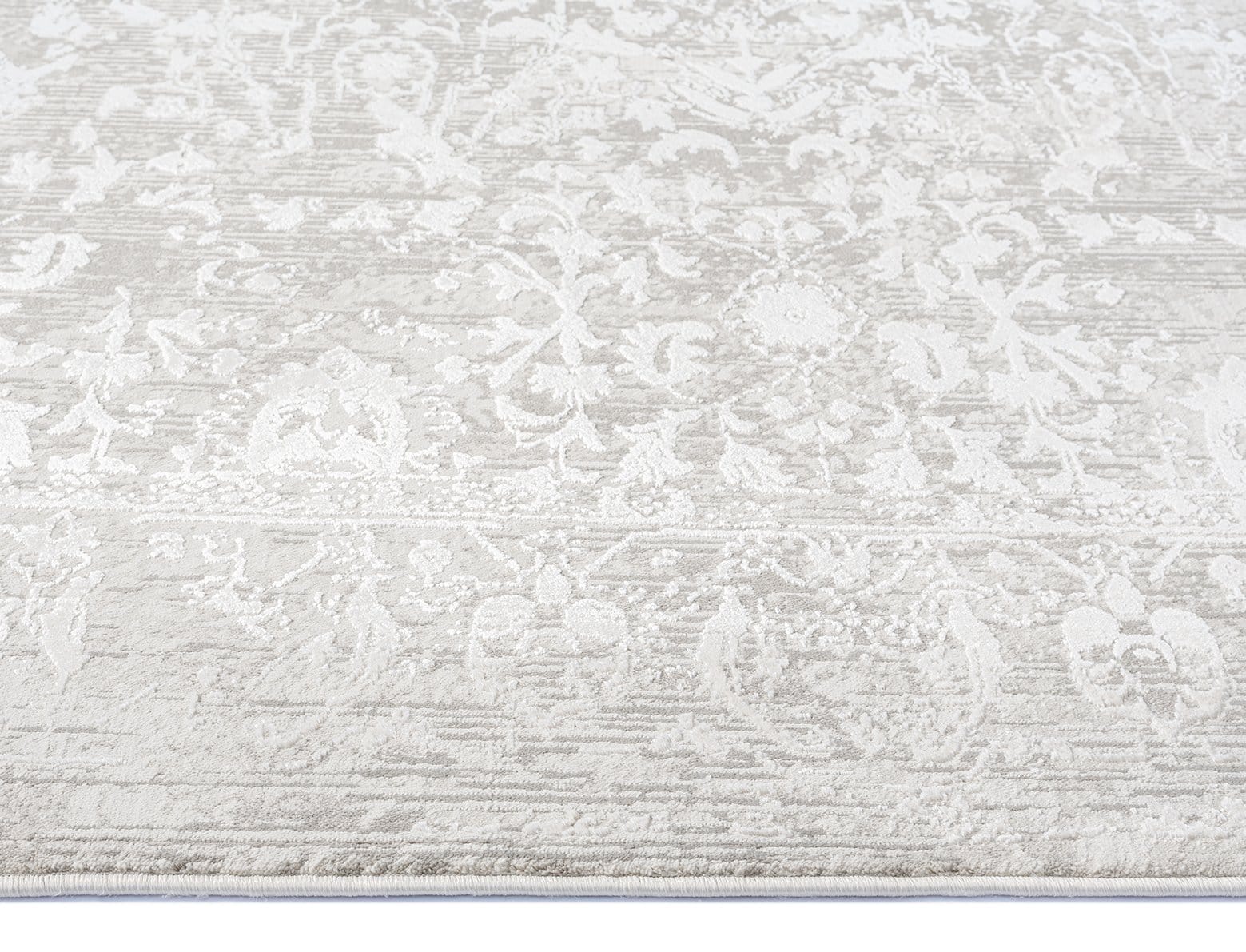 Gabriella Grey and Ivory Distressed Floral Rug
