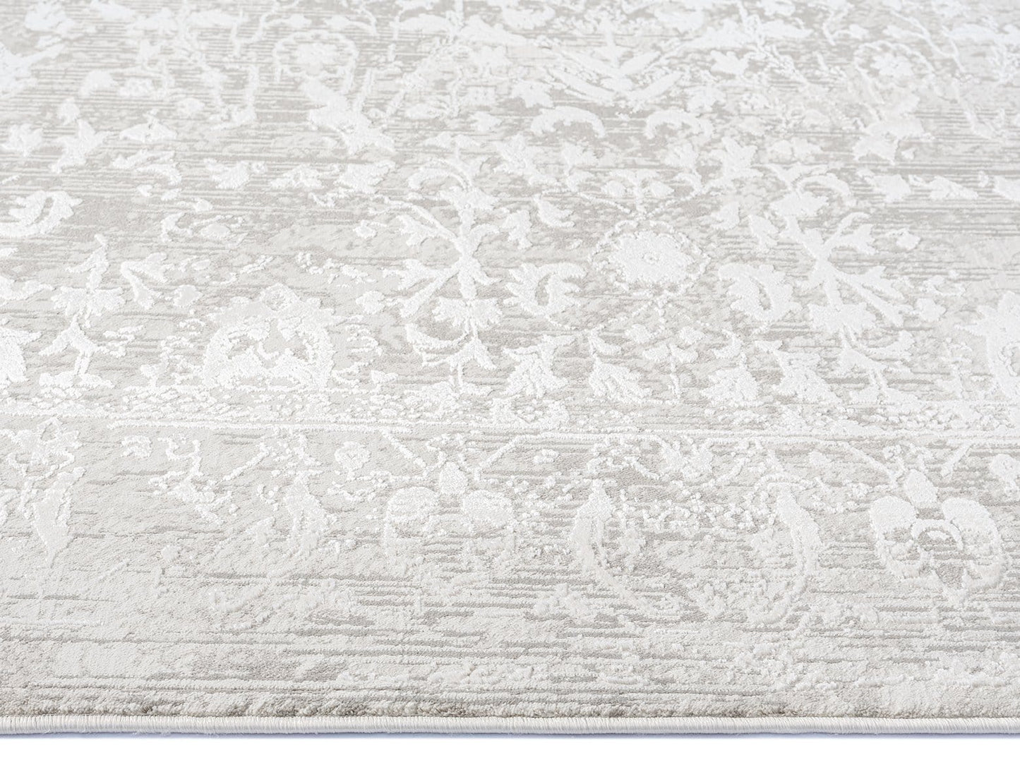 Gabriella Grey and Ivory Distressed Floral Rug