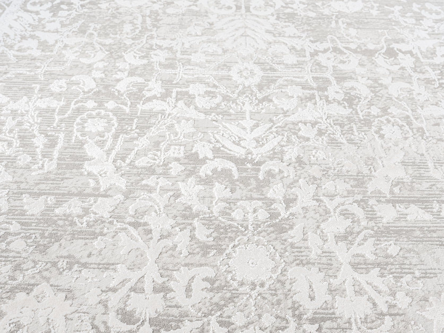 Gabriella Grey and Ivory Distressed Floral Rug