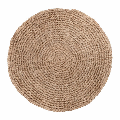 Georgia Natural Brown Crochet Round Jute Rug