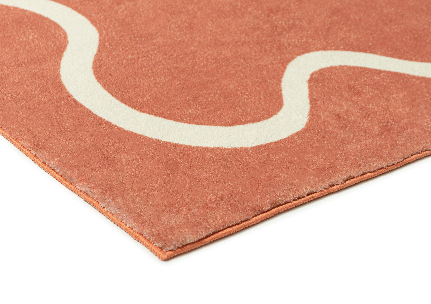 Gertrude Pink and Cream Wiggle Bordered Washable Rug