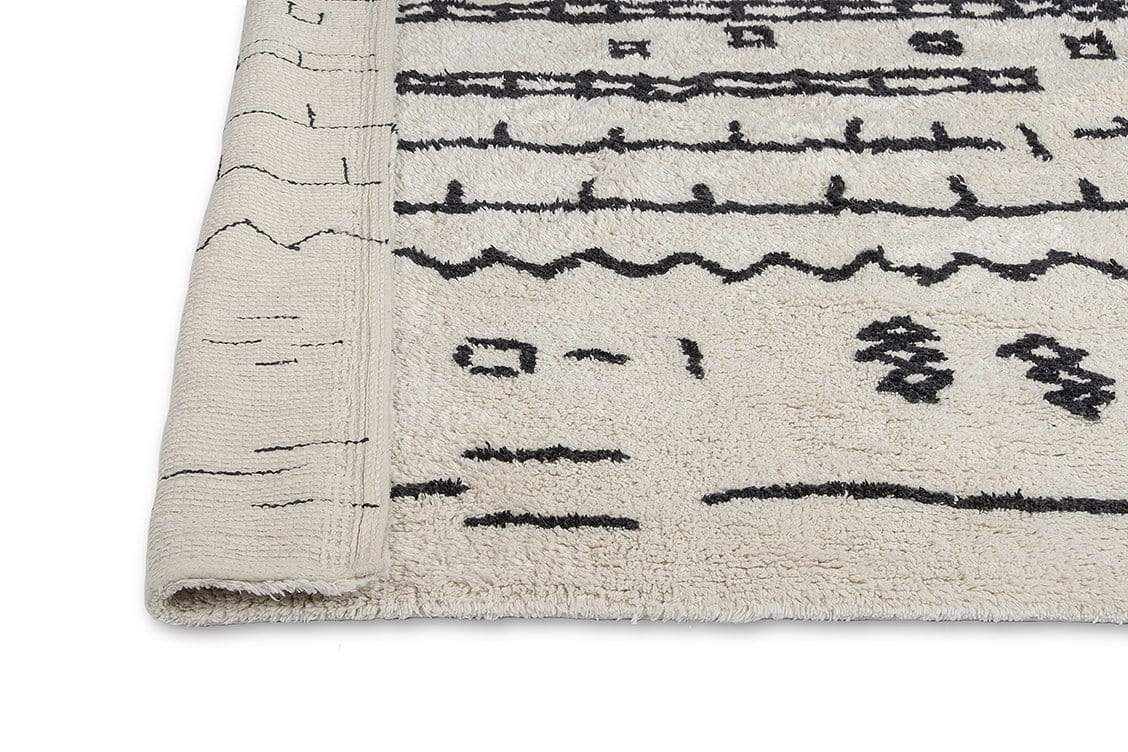 Gigi Black and Ivory Tribal Washable Berber Rug