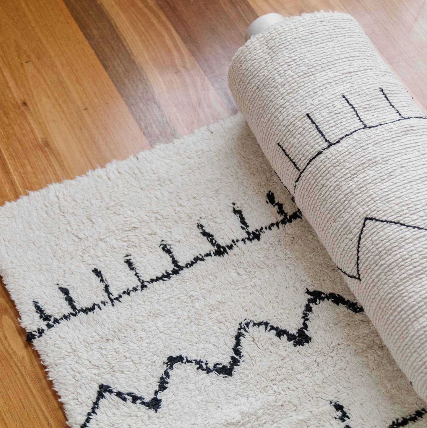 Gigi Black and Ivory Tribal Washable Berber Rug