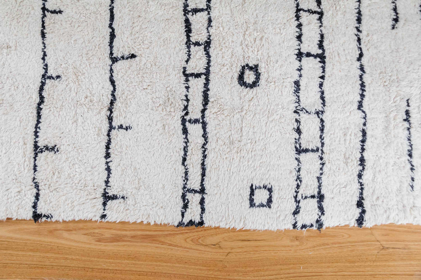 Gigi Black and Ivory Tribal Washable Berber Rug
