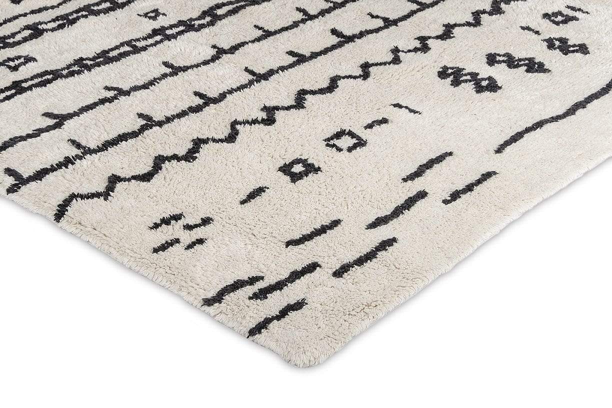 Gigi Black and Ivory Tribal Washable Berber Rug
