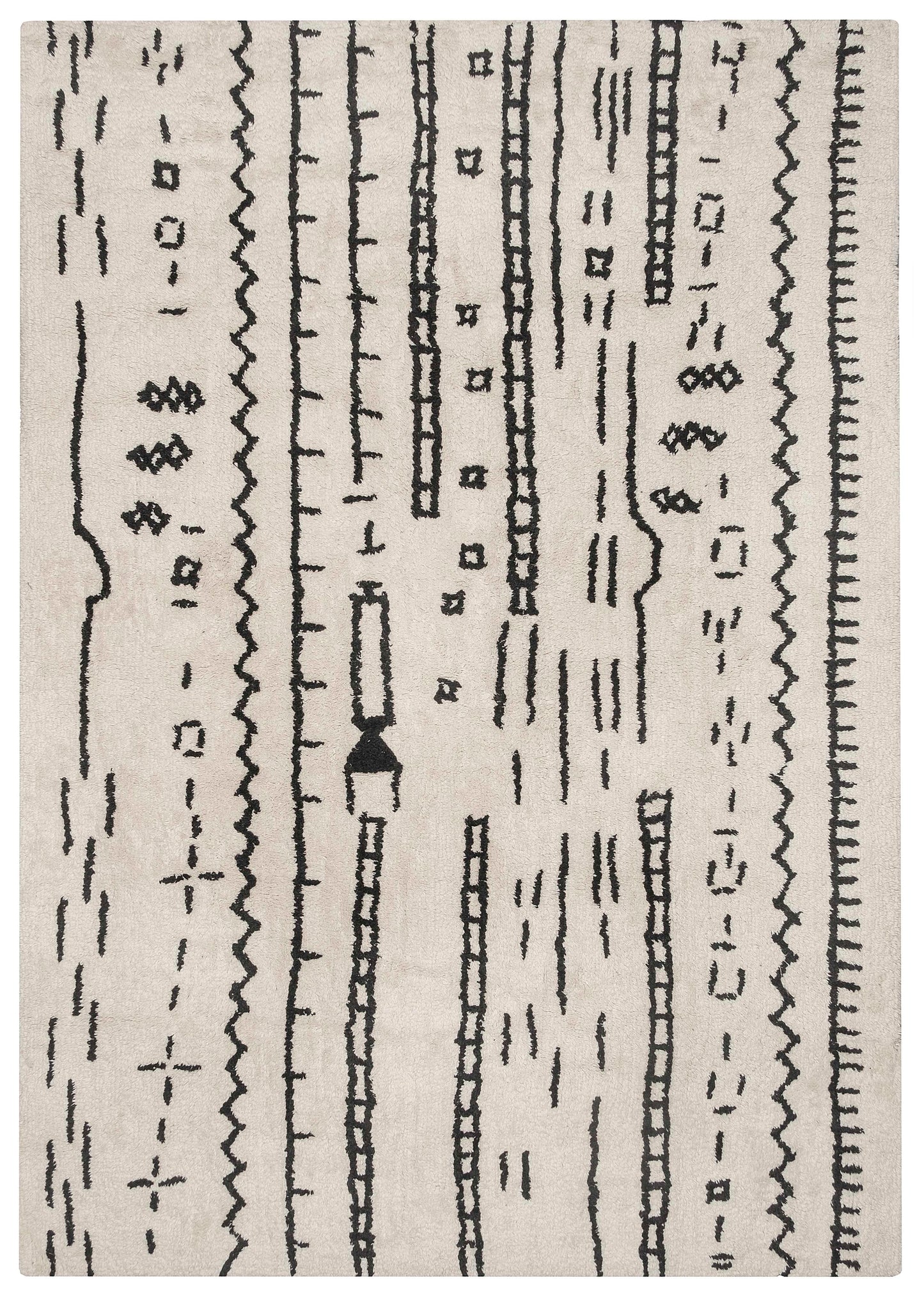 Gigi Black and Ivory Tribal Washable Berber Rug