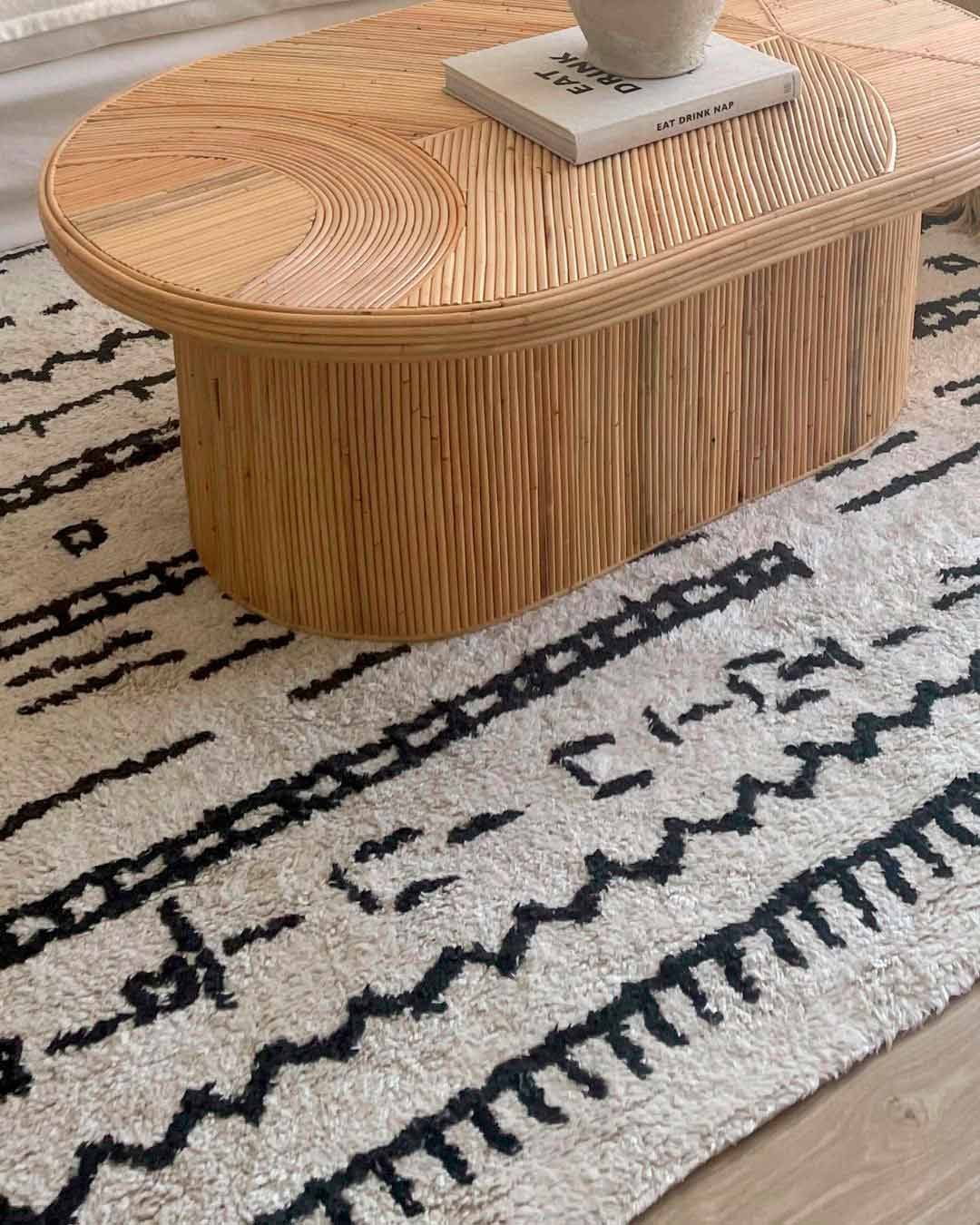 Gigi Black and Ivory Tribal Washable Berber Rug