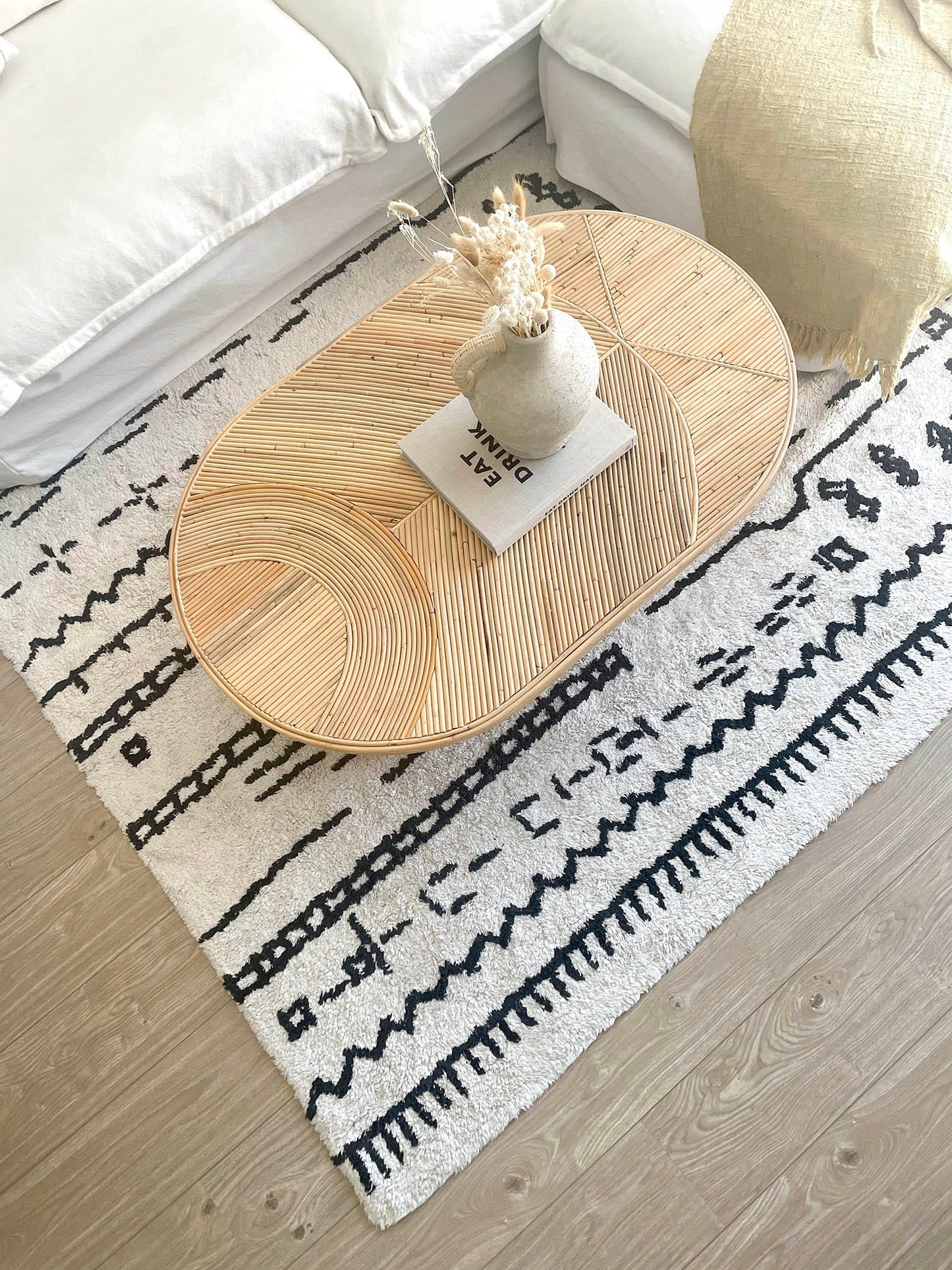 Gigi Black and Ivory Tribal Washable Berber Rug