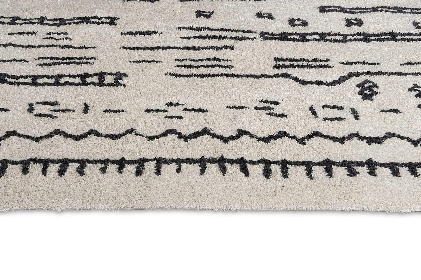 Gigi Black and Ivory Tribal Washable Berber Rug