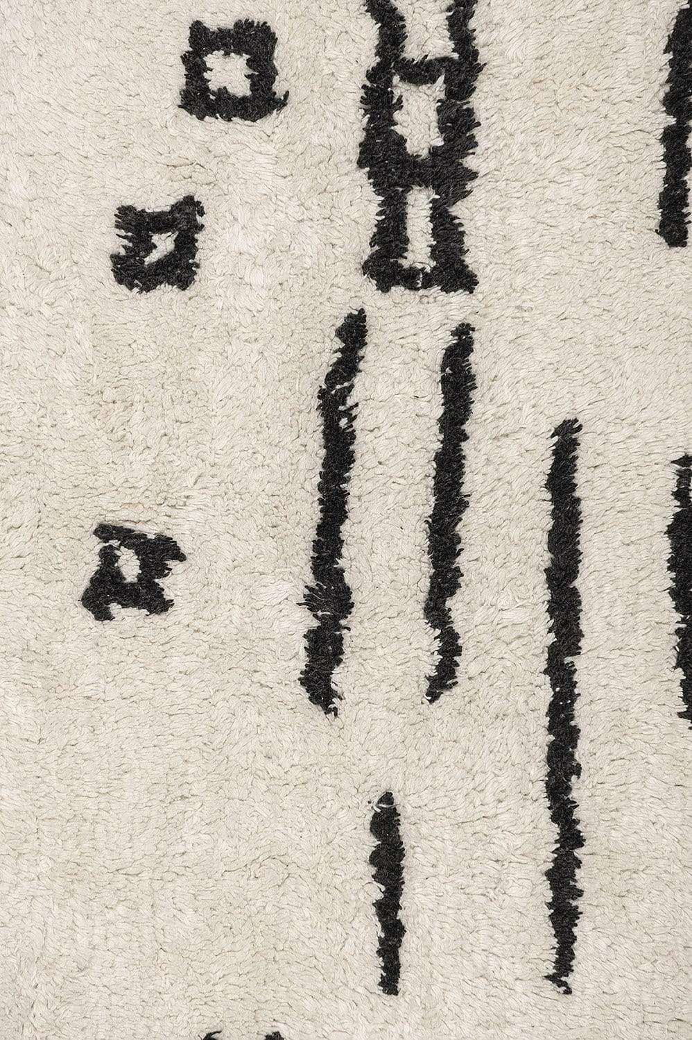 Gigi Black and Ivory Tribal Washable Berber Rug