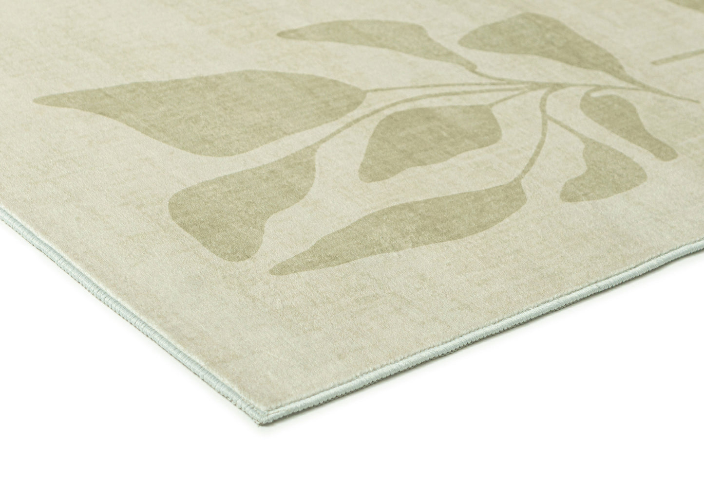 Glaiza Green Botanical Border Washable Rug