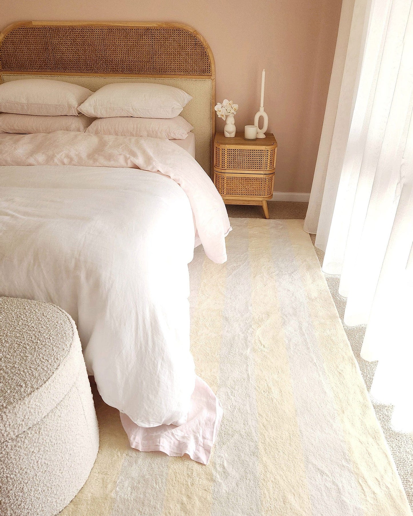 Griselda Yellow Cream Stripe Washable Rug