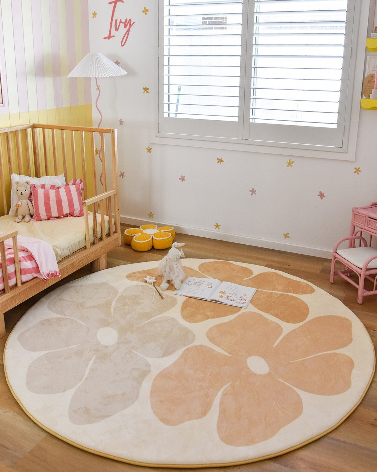 Gwen Yellow Flowers Rollie Pollie Round Playmat