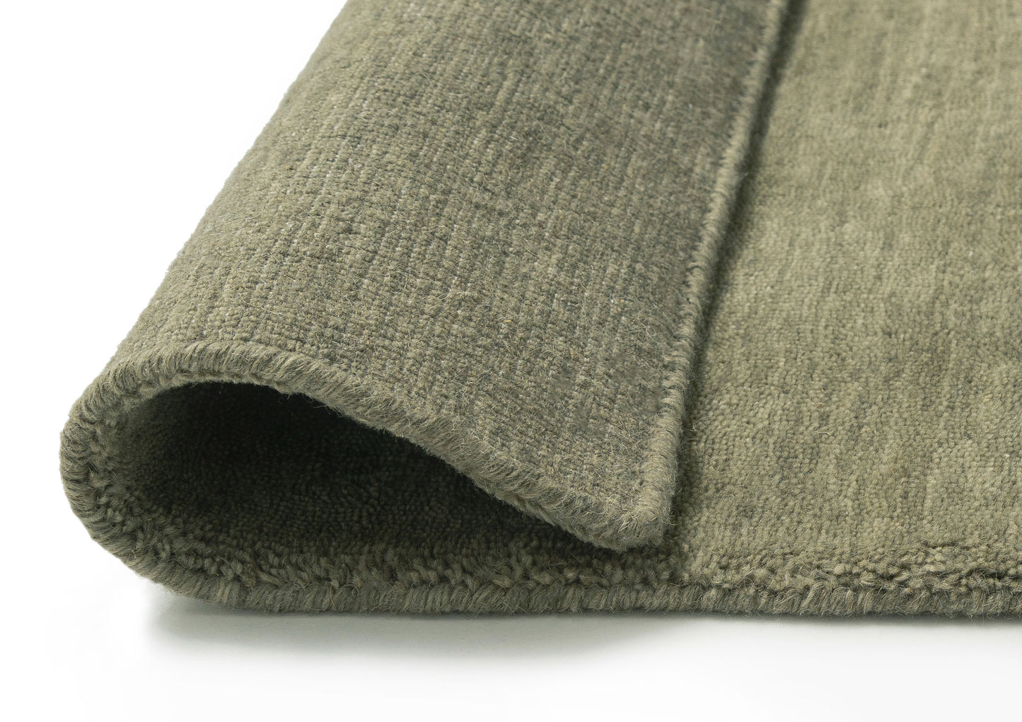 Harris Olive Green Solid Pile Wool Rug