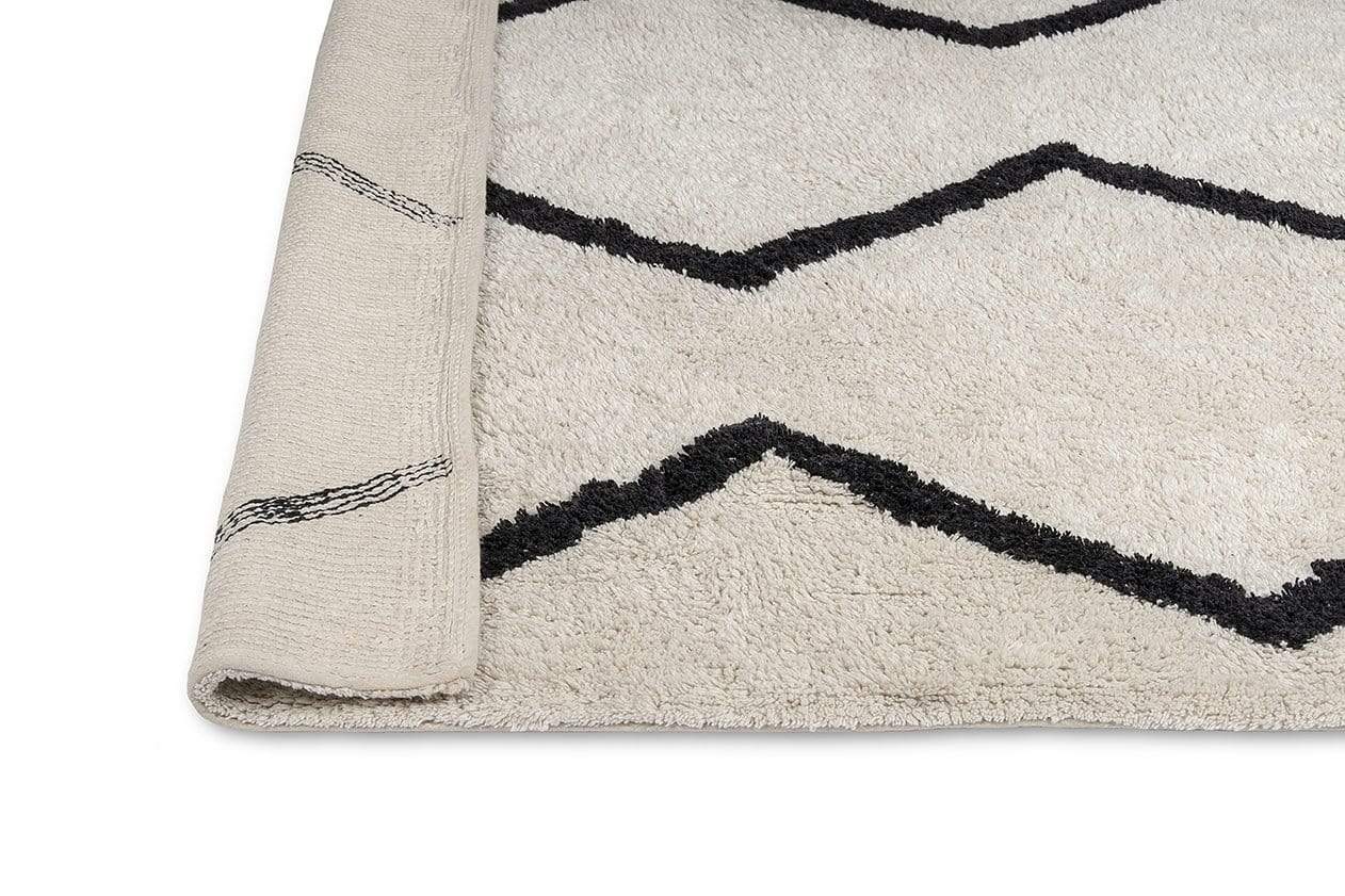 Hayley Black and Ivory Tribal Washable Berber Rug