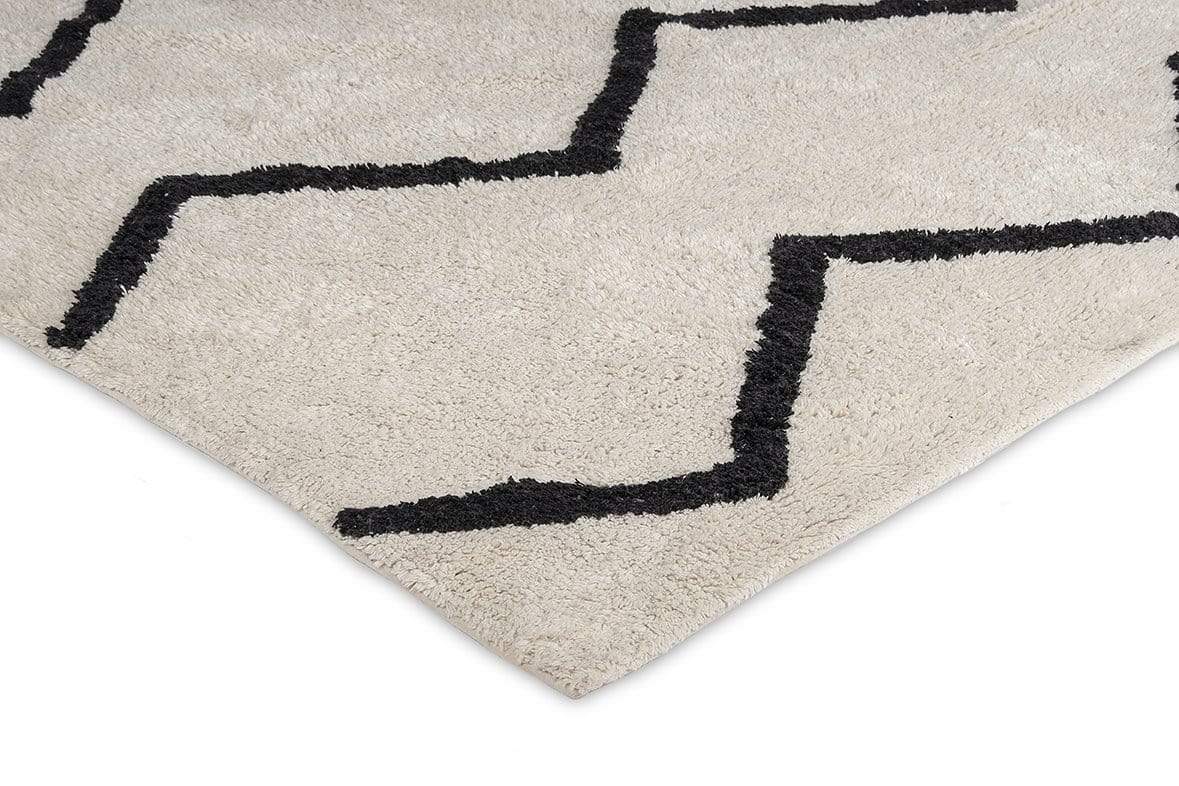 Hayley Black and Ivory Tribal Washable Berber Rug