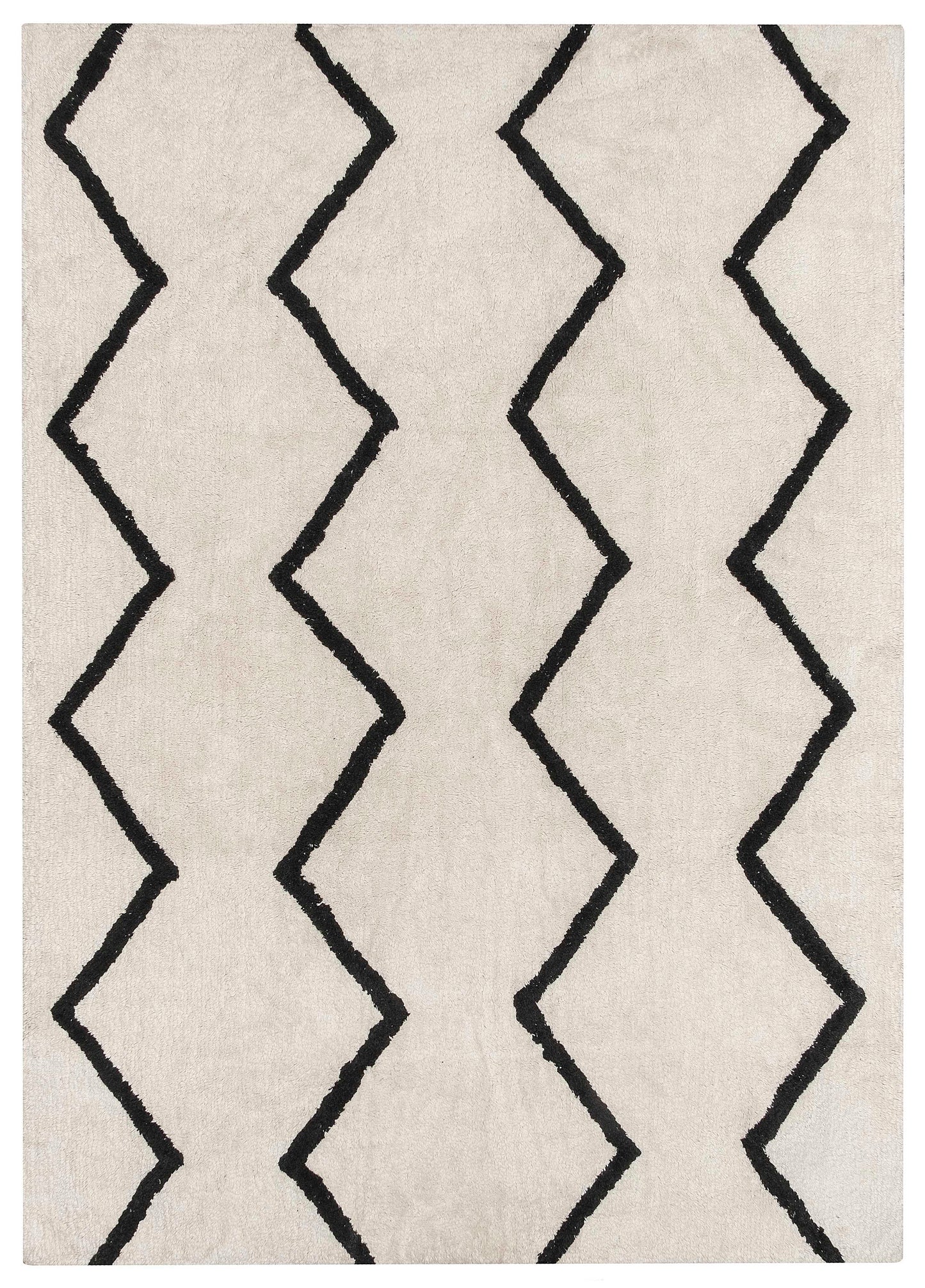 Hayley Black and Ivory Tribal Washable Berber Rug