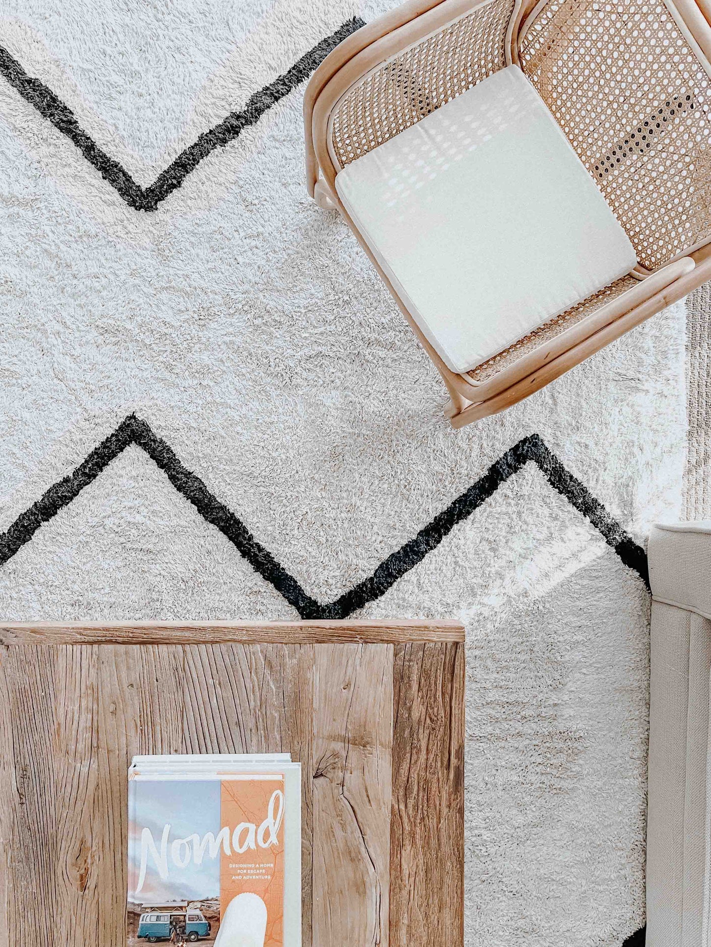 Hayley Black and Ivory Tribal Washable Berber Rug