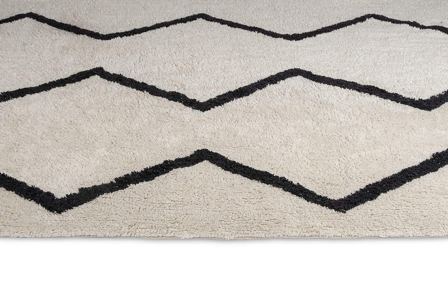 Hayley Black and Ivory Tribal Washable Berber Rug