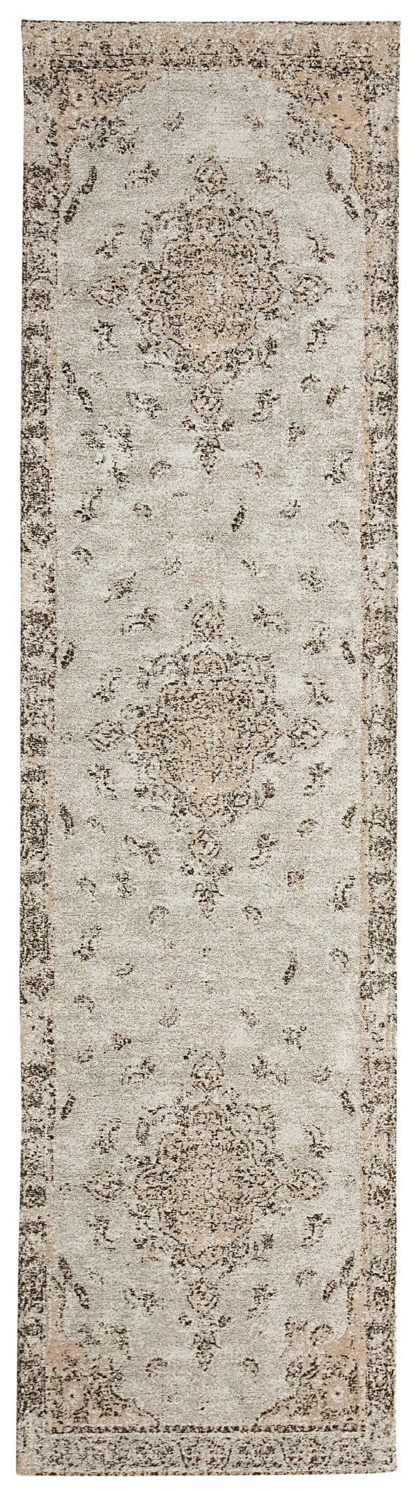 Helena White and Peach Turkish Style Distressed Runner Rug