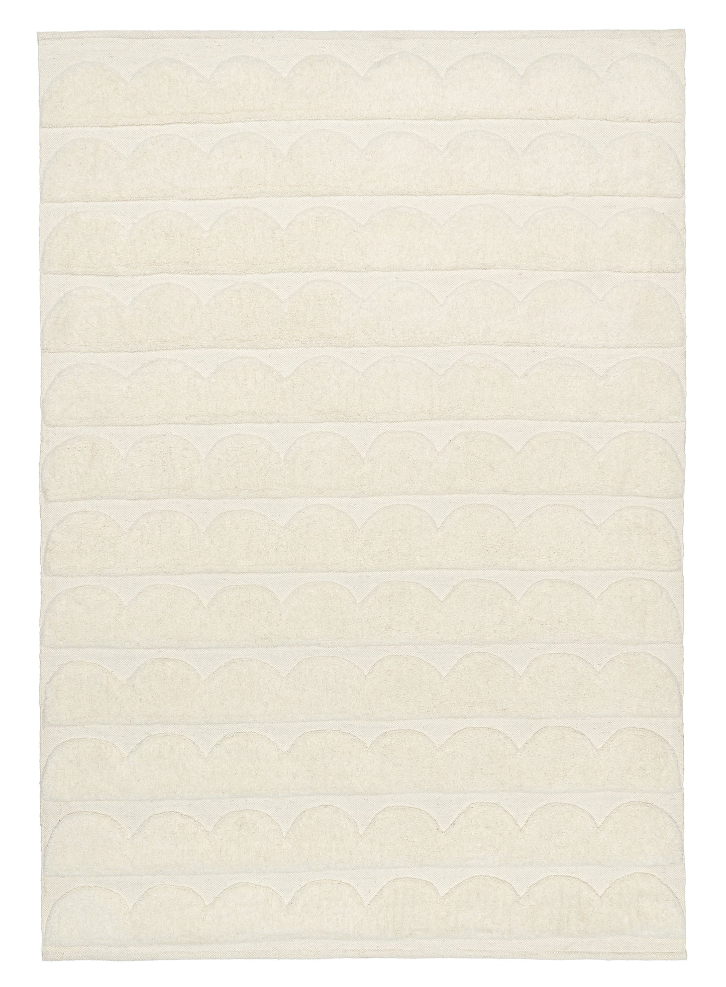 Hikari Ivory Scallop Washable Wool Rug