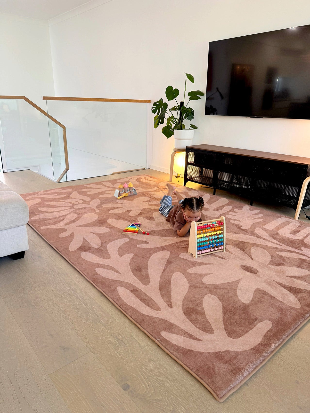 Hira Pink Beige Shapes Rollie Pollie Playmat