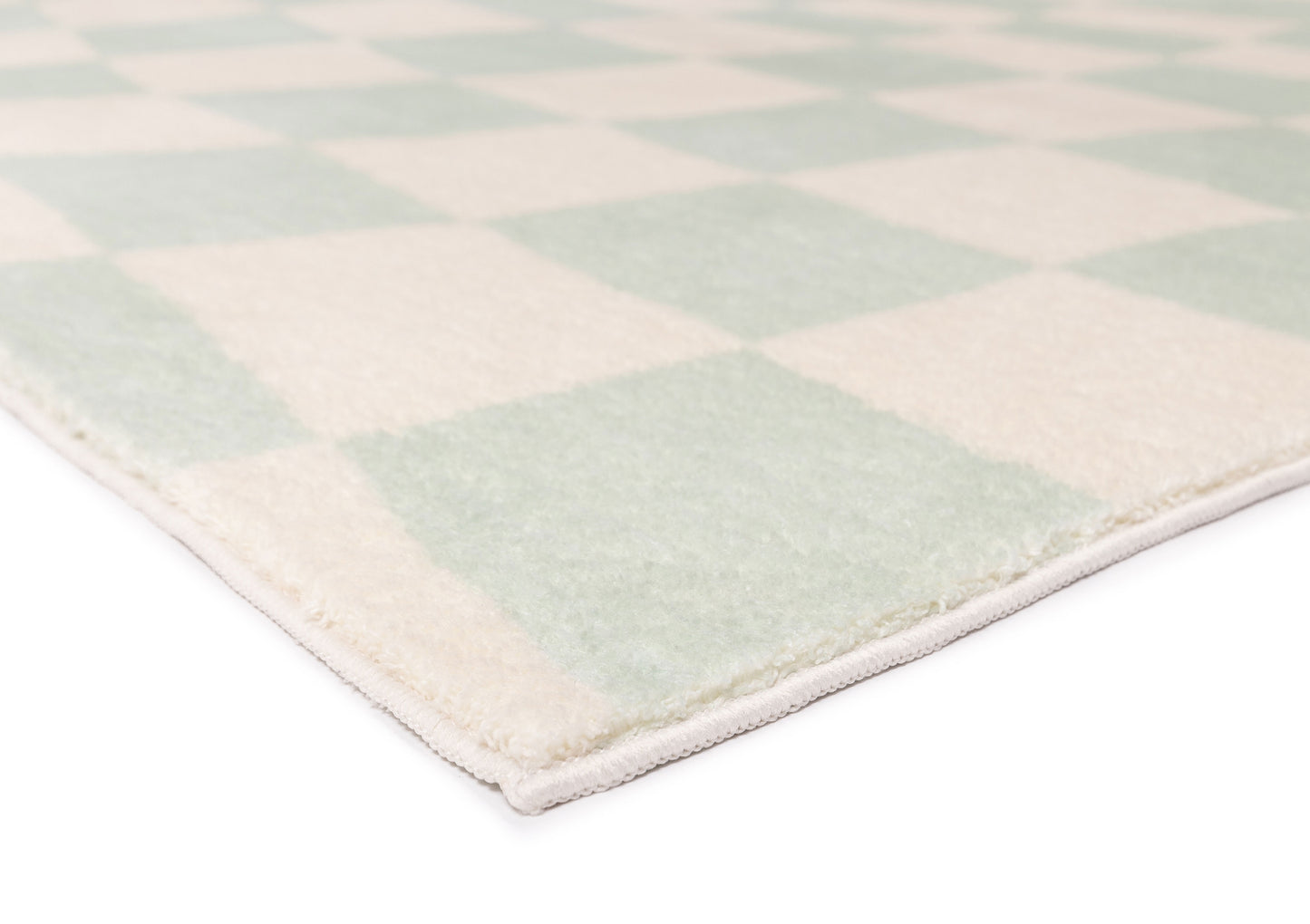 Ilenna Green and Ivory Abstract Checkered Washable Rug
